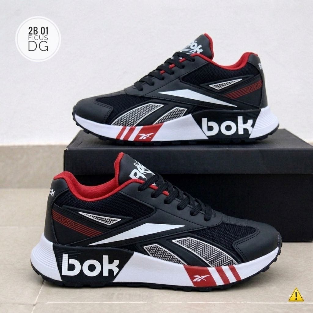 Deportivos London  color Reebok Negro Rojo